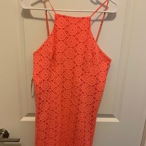Highlighter pink Lilly Pulitzer lace dress